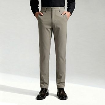 Men's Stretch Lightweight Dress Pants - Straight Leg Office & Golf Trousers
