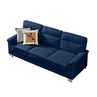 KWPZQEB Chesterfield Compressed Snowfleece Fabric 3-Seater Sofa with Rolled Arms for Living Room