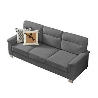 KWPZQEB Chesterfield Compressed Snowfleece Fabric 3-Seater Sofa with Rolled Arms for Living Room