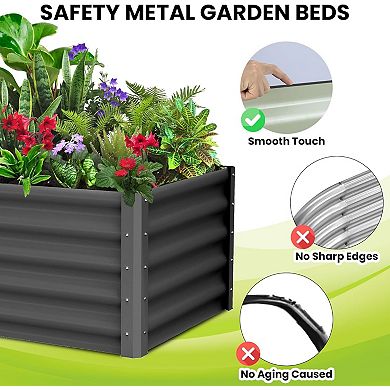 Galvanized Raised Garden Bed 6x3x1.5 FT, Outdoor Metal Planter Boxes for Vegetables, Dark Grey 2Pcs