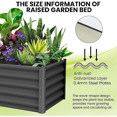 Galvanized Raised Garden Bed 6x3x1.5 FT, Outdoor Metal Planter Boxes for Vegetables, Dark Grey 2Pcs