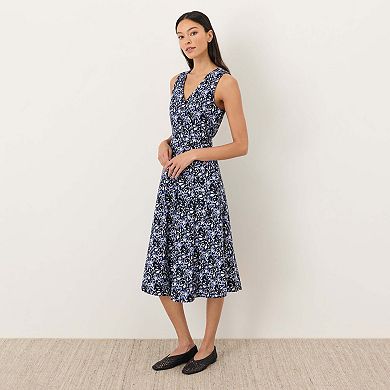 Organic Cotton Fit & Flare Easy V-Neck Dress