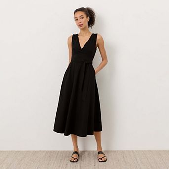 Organic Cotton Fit & Flare Easy V-Neck Dress