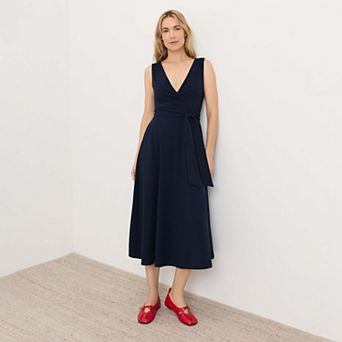 Organic Cotton Fit & Flare Easy V-Neck Dress