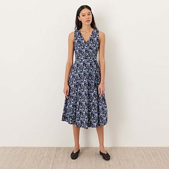 Organic Cotton Fit & Flare Easy V-Neck Dress