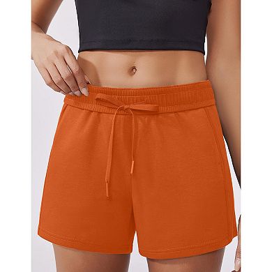 Pinspark Women's Soft Casual High Waisted Sweat Shorts Drawstring Lounge Shorts with Pockets