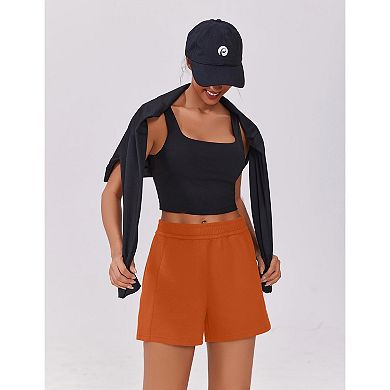 Pinspark Women's Soft Casual High Waisted Sweat Shorts Drawstring Lounge Shorts with Pockets