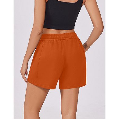 Pinspark Women's Soft Casual High Waisted Sweat Shorts Drawstring Lounge Shorts with Pockets