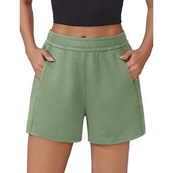 PINSPARK Women's Soft Casual High Waisted Sweat Shorts Drawstring Lounge Shorts with Pockets