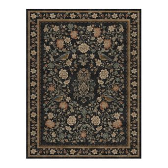 Washable Non-Slip Indoor Area Rug Vintage Floral Print Carpet for Living Room, Bedroom