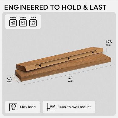 Golden Oak Heavy Floating Shelf