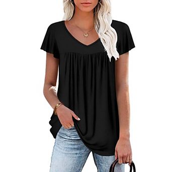 Zeagoo Women's Flowy Ruffle Sleeve Floral Boho Peasant Blouses Summer Tops