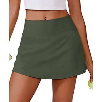 Pinspark Women's Stretchy Tennis Skort Built-in Shorts Lightweight Golf Activewear Skirt