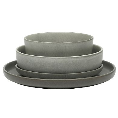 Gibson Elite Pasco 16pc Double Bowl Reactive Glaze Dinnerware Set