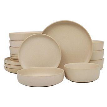 Gibson Elite Pasco 16 pc Double Bowl Reactive Glaze Dinnerware Set