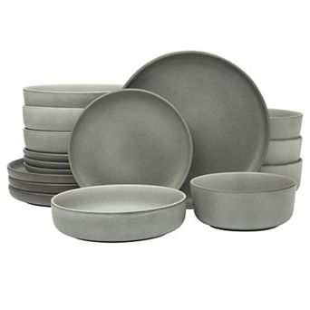 Gibson Elite Pasco 16 pc Double Bowl Reactive Glaze Dinnerware Set
