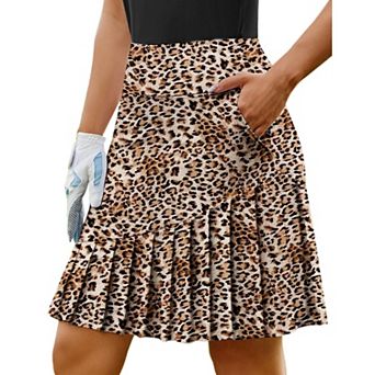 PINSPARK Women's High Waisted Pleated Tennis Skort Tummy Control Golf Skort with Shorts