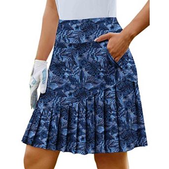PINSPARK Women's High Waisted Pleated Tennis Skort Tummy Control Golf Skort with Shorts