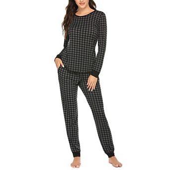 Ekouaer Womens Pajamas Sets Long Sleeve Tops with Jogger Pants Soft Pjs Lounge Set Outfits