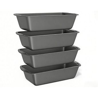 Zoulao 4 pc Swiss Loaf Pan Set, Deluxe Nonstick Carbon Steel Bakeware, Dishwasher Safe.