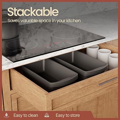 Zoulao 4-Piece Swiss Loaf Pan Set, Deluxe Nonstick Carbon Steel Bakeware, Dishwasher Safe.