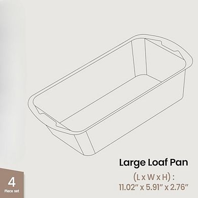 Zoulao 4-Piece Swiss Loaf Pan Set, Deluxe Nonstick Carbon Steel Bakeware, Dishwasher Safe.