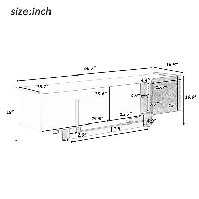 Trikiousd 66.7" Light Luxury TV Stand with Metal Legs, 1 Drawer & 2 Cabinets
