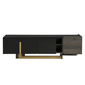 Trikiousd 66.7" Light Luxury TV Stand with Metal Legs, 1 Drawer & 2 Cabinets