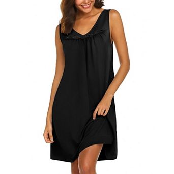 Ekouaer Cotton Nightgowns for Women Sleeveless Night Gown Tank Sleepshirt Wide Strap V Neck