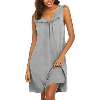 Ekouaer Cotton Nightgowns for Women Sleeveless Night Gown Tank Sleepshirt Wide Strap V Neck