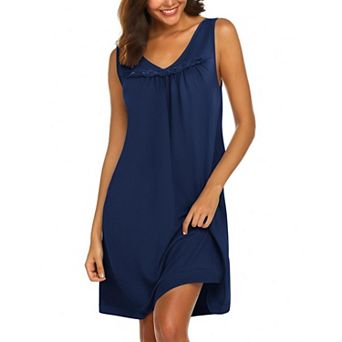 Ekouaer Cotton Nightgowns for Women Sleeveless Night Gown Tank Sleepshirt Wide Strap V Neck