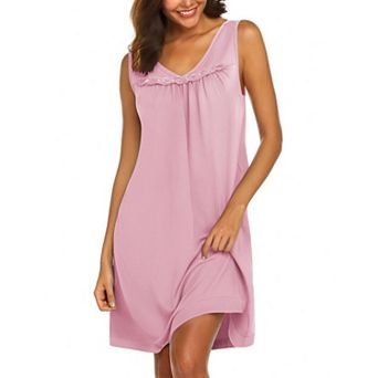 Ekouaer Cotton Nightgowns for Women Sleeveless Night Gown Tank Sleepshirt Wide Strap V Neck