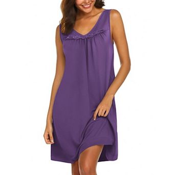 Ekouaer Cotton Nightgowns for Women Sleeveless Night Gown Tank Sleepshirt Wide Strap V Neck