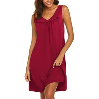 Ekouaer Cotton Nightgowns for Women Sleeveless Night Gown Tank Sleepshirt Wide Strap V Neck