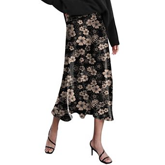 Zeagoo Women Satin Skirts for Women Silk Midi Length Skirt High Waist Solid Skirts Elegant
