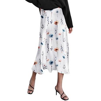Zeagoo Women Satin Skirts for Women Silk Midi Length Skirt High Waist Solid Skirts Elegant