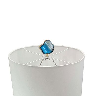 Blue White Agate Slice Table Lamp Marble Base