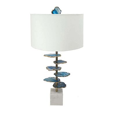 Blue White Agate Slice Table Lamp Marble Base