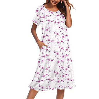 Ekouaer Women's Floral Short Sleeve Button-Front Muu Muu House Dress with Pockets
