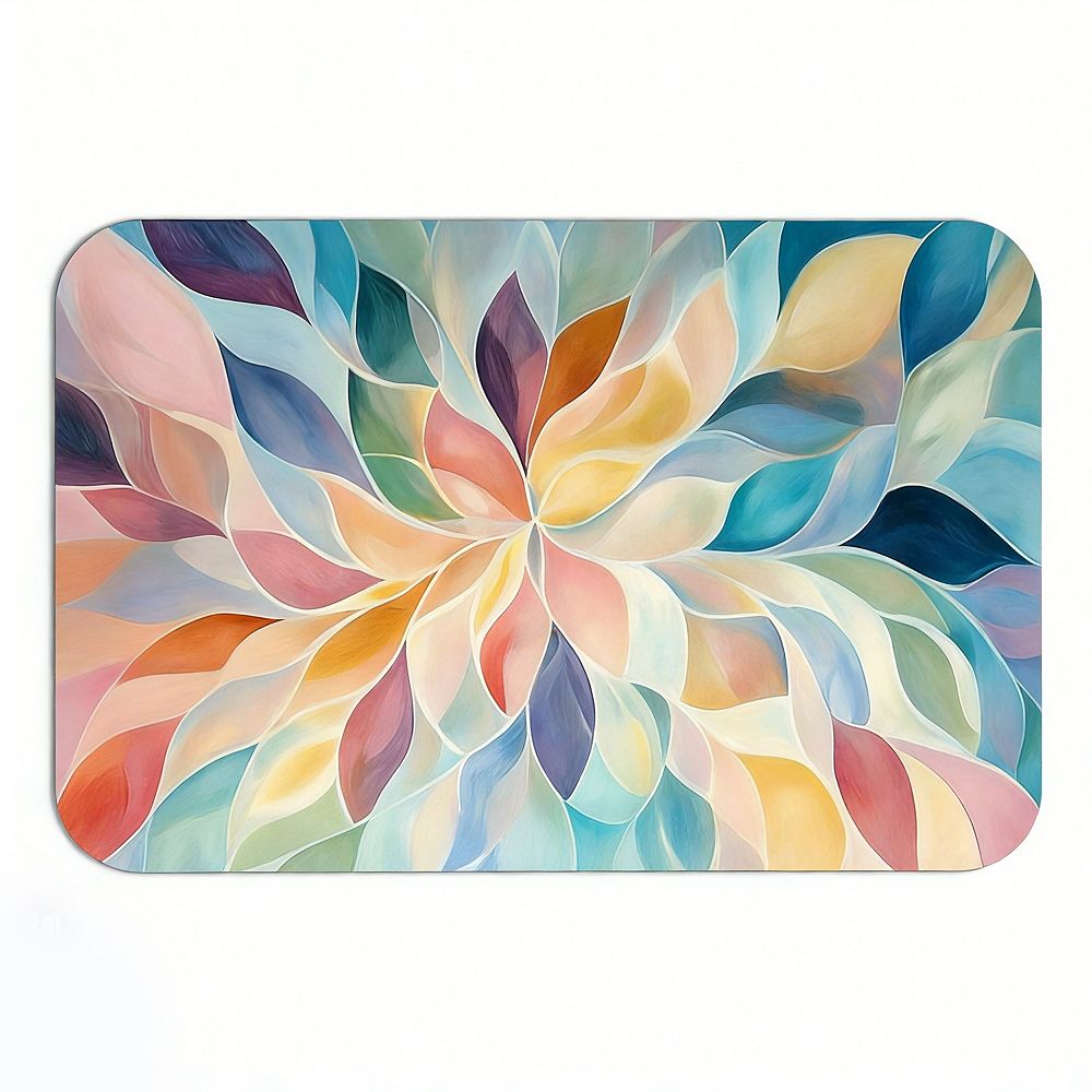 Colorful Flower Print Floor Mat, Soft Non-Slip Artistic Decorative Mat