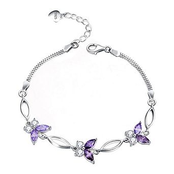 Pure Silver Butterfly Bracelet, Adjustable, Gift For Women