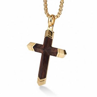 ZUQIETA Mens Cross Necklace Ebony Stainless Steel Adjustable Chain Spiritual Gift