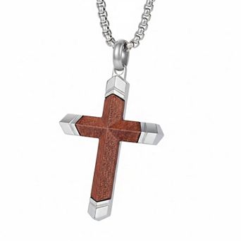 ZUQIETA Mens Cross Necklace Ebony Stainless Steel Adjustable Chain Spiritual Gift