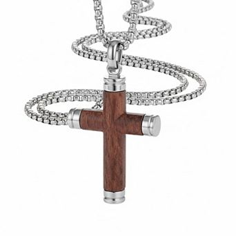ZUQIETA Mens Cross Necklace Ebony Stainless Steel Adjustable Chain Spiritual Gift