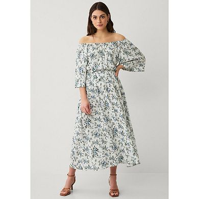 Ellos Plus Size Smocked Waistband Maxi Skirt