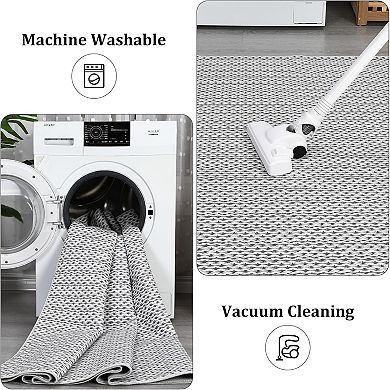 Washable Area Rugs Modern Print Distressed Rugs Soft LowPile with Rubber Backing