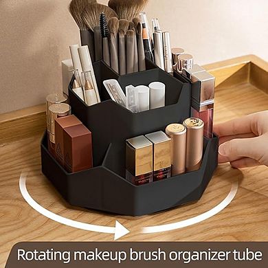 Makeup Brush Holder Organizer with 9 Slots, Rotating Vanity Storage