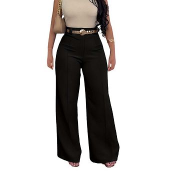 Women Wide Leg Pants Straight Leg Slacks Dressy Casual High Waisted Work Office Trousers