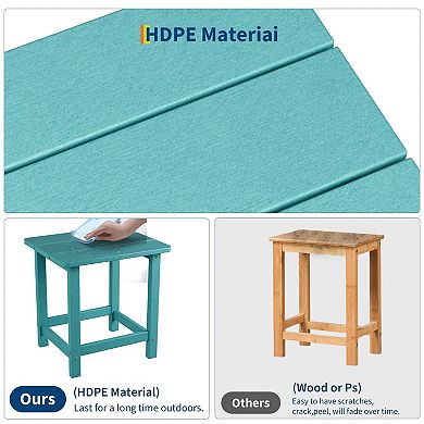 Patio End Table Weather Resistant HDPE Adirondack Side Table