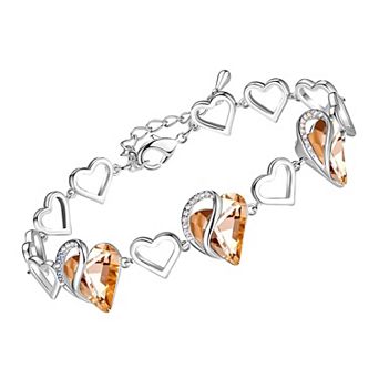 Austrian Crystal Heart Birthstone Bracelet
